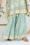 Shop_Ellemora Fashions_Blue Silk Embroidery, Gota Patti, Sequins V-neck Sapphire Grace Kaftan Set _Online_at_Aza_Fashions
