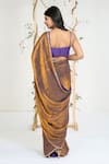 Ellemora Fashions_Gold Tissue Embroidery Sweetheart Neck Molten Twilight Saree With Blouse _Online_at_Aza_Fashions