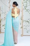 Ellemora Fashions_Blue Crepe Halter Neck Buttercup Breeze Saree With Blouse _Online_at_Aza_Fashions
