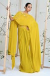 Ellemora Fashions_Yellow Crepe Embroidery Boat Neck Citrus Chic Dress _Online