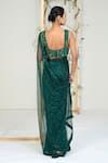 Ellemora Fashions_Green Net, Crepe Embroidery, Zari, Beads, Sequins Emerald Mist Saree With Blouse _Online_at_Aza_Fashions