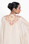 Buy_Ellemora Fashions_Beige Embroidery, Tassels V-neck Thread Work Kaftan Set _Online_at_Aza_Fashions