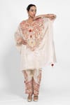Shop_Ellemora Fashions_Beige Embroidery, Tassels V-neck Thread Work Kaftan Set 