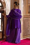 Shop_Pink City By Sarika_Purple Silk, Embroidery, Zari Floral Pattern Kurta Sharara Set _at_Aza_Fashions
