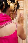 Pink City By Sarika_Pink Chanderi , Embroidery, Zari Floral Pattern Kurta Sharara Set _Online_at_Aza_Fashions