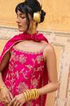 Buy_Pink City By Sarika_Pink Chanderi , Embroidery, Zari Floral Pattern Kurta Sharara Set _Online_at_Aza_Fashions