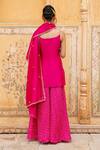 Shop_Pink City By Sarika_Pink Chanderi , Embroidery, Zari Floral Pattern Kurta Sharara Set _at_Aza_Fashions