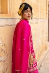 Buy_Pink City By Sarika_Pink Chanderi , Embroidery, Zari Floral Pattern Kurta Sharara Set 