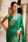 Buy_Pink City By Sarika_Green Silk Embroidery, Zari Bandhani Pattern Saree With Unstitched Blouse Piece _Online_at_Aza_Fashions