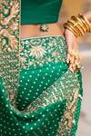 Shop_Pink City By Sarika_Green Silk Embroidery, Zari Bandhani Pattern Saree With Unstitched Blouse Piece _Online_at_Aza_Fashions