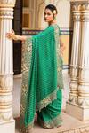 Shop_Pink City By Sarika_Green Silk Embroidery, Zari Bandhani Pattern Saree With Unstitched Blouse Piece _at_Aza_Fashions