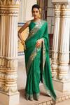 Buy_Pink City By Sarika_Green Silk Embroidery, Zari Bandhani Pattern Saree With Unstitched Blouse Piece _at_Aza_Fashions