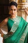 Buy_Pink City By Sarika_Green Silk Embroidery, Zari Bandhani Pattern Saree With Unstitched Blouse Piece 