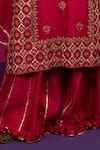 Shop_Pink City By Sarika_Pink Chanderi Silk Embroidery, Zari, Gota Patti Round Ghoomar Kurta Sharara Set _Online_at_Aza_Fashions