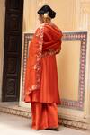 Shop_Pink City By Sarika_Rust Chanderi Silk, Silk, Chanderi, Organza Naarangee Angrakha Kurta Set _at_Aza_Fashions