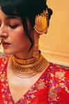 Shop_Pink City By Sarika_Rust Chanderi Silk, Silk, Chanderi, Organza Naarangee Angrakha Kurta Set 