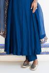 Shop_Pink City By Sarika_Blue Chanderi Silk, Organza Embroidery Round Neck Floral Mughal Anarkali Set _Online_at_Aza_Fashions