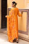 Shop_Pink City By Sarika_Orange Silk, Embroidery, Tassels V-neck De Kesariya Kurta Set _at_Aza_Fashions
