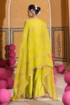 Shop_Pink City By Sarika_Lime Chanderi Silk, Silk, Chanderi, Organza Embroidery, Butti Work Kurta Set _at_Aza_Fashions