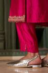 Pink City By Sarika_Pink Chanderi , , Chanderi, Organza Embroidery, Zari, Kurta Set _Online_at_Aza_Fashions