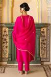 Shop_Pink City By Sarika_Pink Chanderi , , Chanderi, Organza Embroidery, Zari, Kurta Set _at_Aza_Fashions