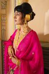 Shop_Pink City By Sarika_Pink Chanderi , , Chanderi, Organza Embroidery, Zari, Kurta Set _Online_at_Aza_Fashions