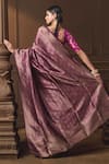Shop Vishwa By Pinki Sinha Purple Silk, Brocade Zari Banarasi Saree With Running Blouse Piece at Aza Fashions Shop_Vishwa By Pinki Sinha_Purple Silk, Brocade Zari Banarasi Saree With Running Blouse Piece _at_Aza_Fashions