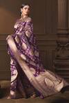 Vishwa By Pinki Sinha_Purple Silk Zari Floral Woven Saree With Running Blouse Piece _Online_at_Aza_Fashions