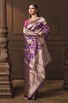 Buy_Vishwa By Pinki Sinha_Purple Silk Zari Floral Woven Saree With Running Blouse Piece _Online_at_Aza_Fashions