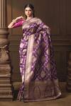Buy_Vishwa By Pinki Sinha_Purple Silk Zari Floral Woven Saree With Running Blouse Piece _at_Aza_Fashions