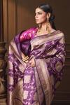 Shop_Vishwa By Pinki Sinha_Purple Silk Zari Floral Woven Saree With Running Blouse Piece _Online_at_Aza_Fashions