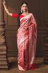 Buy_Vishwa By Pinki Sinha_Red Silk Zari Woven Saree With Running Blouse Piece _at_Aza_Fashions