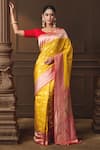 Buy_Vishwa By Pinki Sinha_Yellow Silk Zari Woven Saree With Running Blouse Piece _at_Aza_Fashions