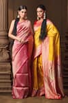 Buy_Vishwa By Pinki Sinha_Yellow Silk Zari Woven Saree With Running Blouse Piece 