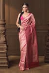 Buy_Vishwa By Pinki Sinha_Pink Silk Zari Forest Woven Saree With Running Blouse Piece _at_Aza_Fashions