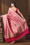 Shop_Vishwa By Pinki Sinha_Pink Silk Zari Forest Woven Saree With Running Blouse Piece _at_Aza_Fashions