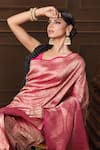 Shop_Vishwa By Pinki Sinha_Pink Silk Zari Forest Woven Saree With Running Blouse Piece _Online_at_Aza_Fashions