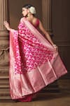 Shop Vishwa By Pinki Sinha Pink Silk Zari Banarasi Saree With Running Blouse Piece at Aza Fashions Shop_Vishwa By Pinki Sinha_Pink Silk Zari Banarasi Saree With Running Blouse Piece _at_Aza_Fashions