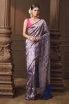 Buy_Vishwa By Pinki Sinha_Blue Silk Zari Banarasi Saree With Running Blouse Piece _at_Aza_Fashions