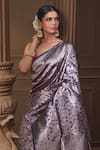 Shop_Vishwa By Pinki Sinha_Blue Silk Zari Banarasi Saree With Running Blouse Piece _Online_at_Aza_Fashions