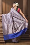 Shop_Vishwa By Pinki Sinha_Blue Silk Zari Banarasi Saree With Running Blouse Piece _at_Aza_Fashions