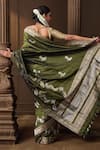 Shop_Vishwa By Pinki Sinha_Green Silk Zari, Embroidery Banarasi Saree With Running Blouse Piece _at_Aza_Fashions