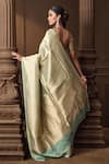 Shop_Vishwa By Pinki Sinha_Mint Silk Zari Banarasi Saree With Running Blouse Piece _at_Aza_Fashions