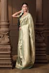 Vishwa By Pinki Sinha_Mint Silk Zari Banarasi Saree With Running Blouse Piece _Online_at_Aza_Fashions