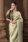Shop_Vishwa By Pinki Sinha_Mint Silk Zari Banarasi Saree With Running Blouse Piece _Online_at_Aza_Fashions