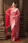 Buy_Vishwa By Pinki Sinha_Red Silk, Brocade, Organza Zari, Embroidery Banarasi Saree With Dupatta Veil _at_Aza_Fashions