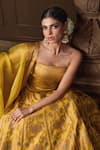 Buy_Vishwa By Pinki Sinha_Yellow Silk, Organza Zari, Embroidery Banarasi Lehenga With Dupatta _Online_at_Aza_Fashions