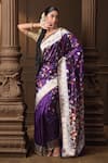 Buy_Vishwa By Pinki Sinha_Purple Silk, Brocade Zari Geometric Banarasi Saree With Running Blouse Piece _at_Aza_Fashions