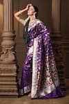 Vishwa By Pinki Sinha_Purple Silk, Brocade Zari Geometric Banarasi Saree With Running Blouse Piece _Online_at_Aza_Fashions