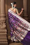 Shop_Vishwa By Pinki Sinha_Purple Silk, Brocade Zari Geometric Banarasi Saree With Running Blouse Piece _at_Aza_Fashions